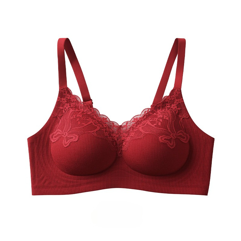 女性用ファッション、リブ編みのレースブラレット、ワイヤーなし - Wirefree Bra Comfort のレビューと価格