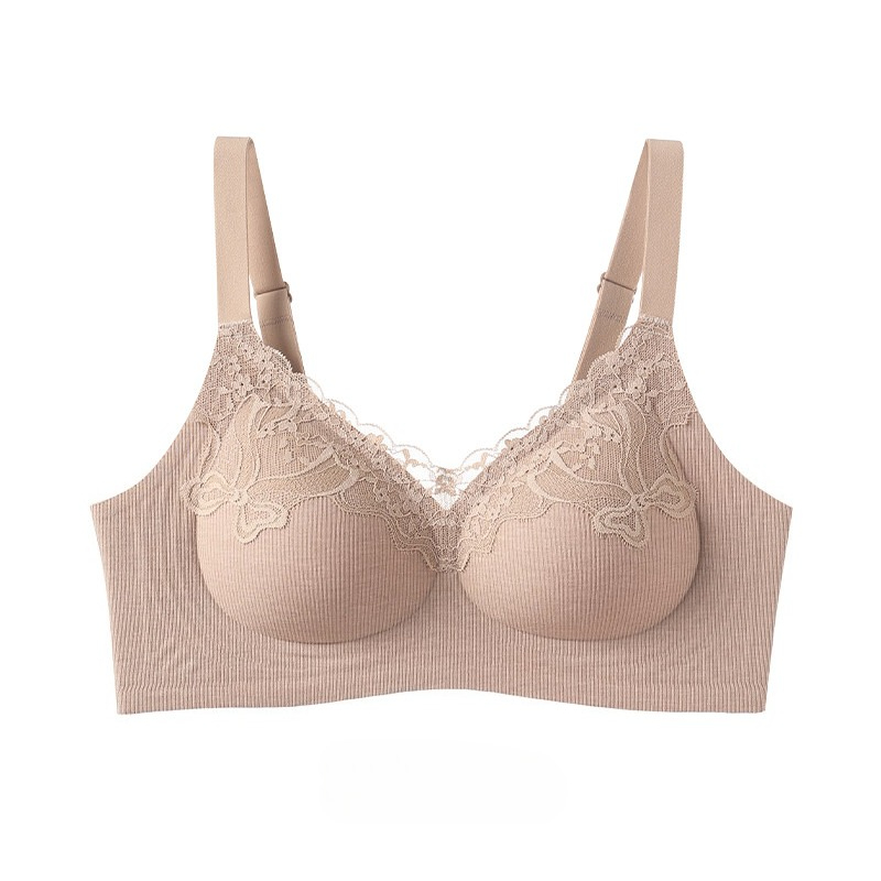 女性用ファッション、リブ編みのレースブラレット、ワイヤーなし - Wirefree Bra Comfort のレビューと価格