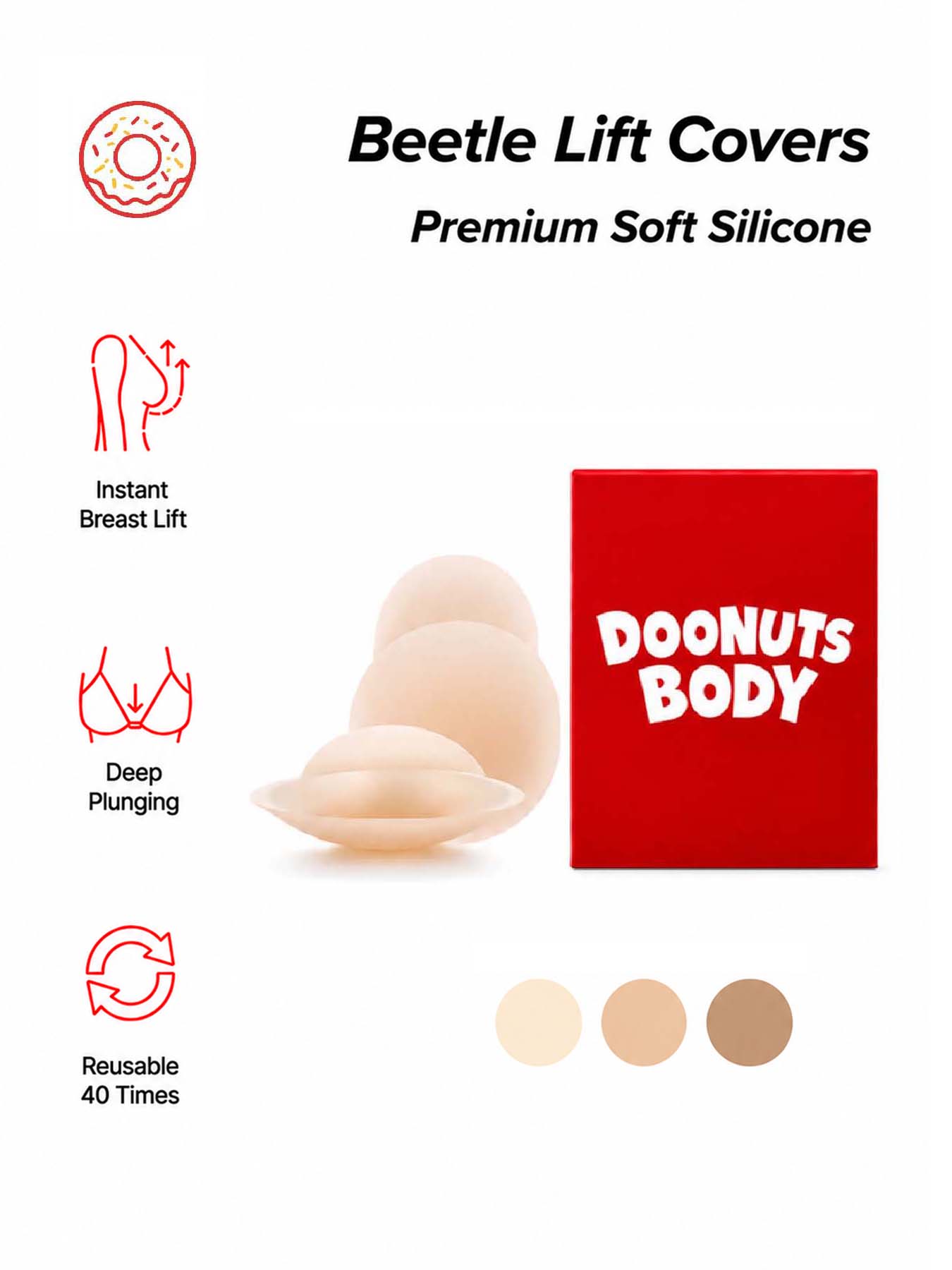DOONUTS シリコン製、再利用可能、防水、通気性のある、 - Push Up Bra Silicone のレビューと価格